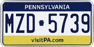 PA license plate MZD5739