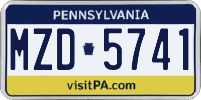 PA license plate MZD5741