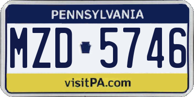 PA license plate MZD5746
