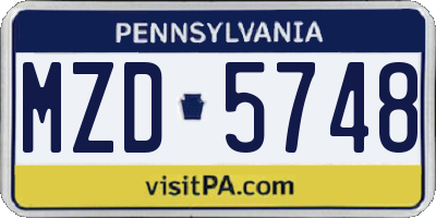 PA license plate MZD5748