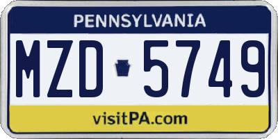 PA license plate MZD5749