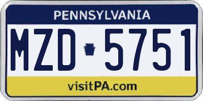 PA license plate MZD5751