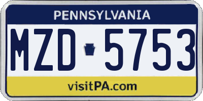PA license plate MZD5753
