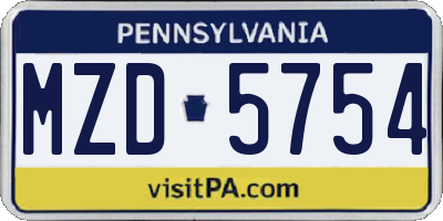 PA license plate MZD5754