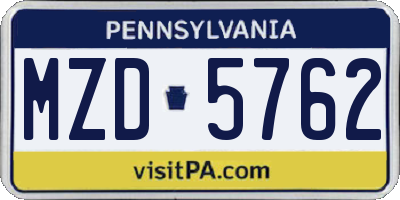 PA license plate MZD5762