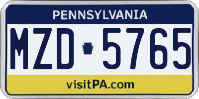 PA license plate MZD5765