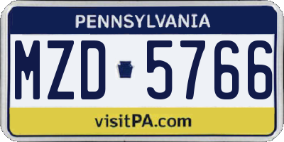 PA license plate MZD5766