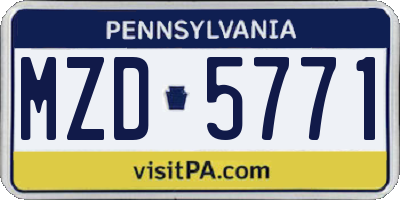 PA license plate MZD5771