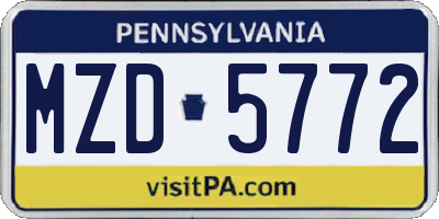PA license plate MZD5772