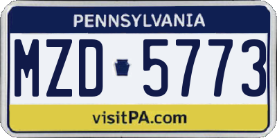 PA license plate MZD5773