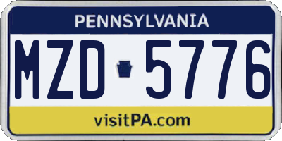 PA license plate MZD5776