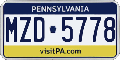 PA license plate MZD5778
