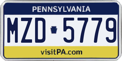 PA license plate MZD5779