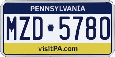 PA license plate MZD5780
