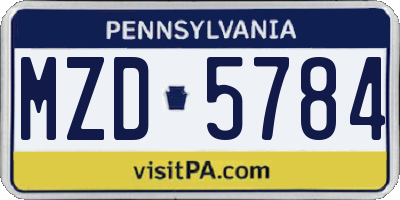 PA license plate MZD5784