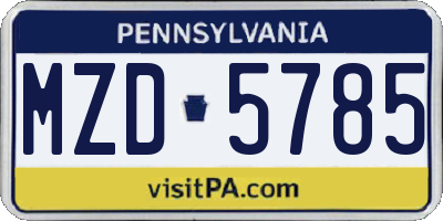 PA license plate MZD5785