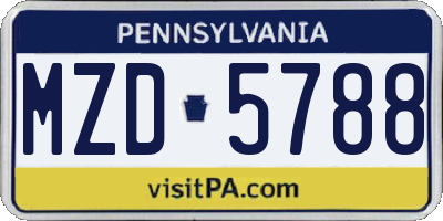 PA license plate MZD5788