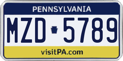 PA license plate MZD5789