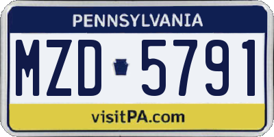 PA license plate MZD5791