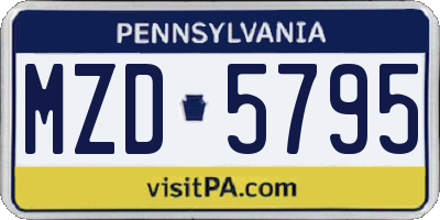 PA license plate MZD5795