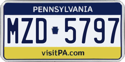 PA license plate MZD5797