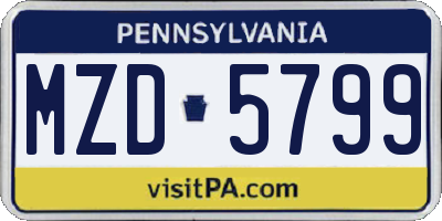 PA license plate MZD5799