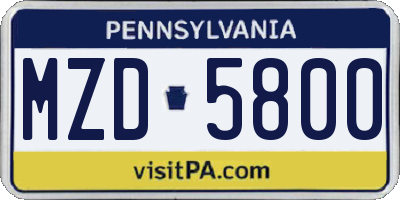 PA license plate MZD5800