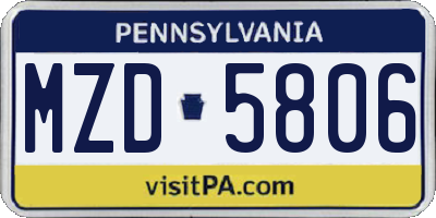 PA license plate MZD5806