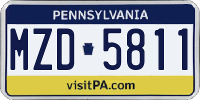 PA license plate MZD5811