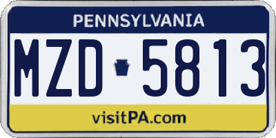 PA license plate MZD5813