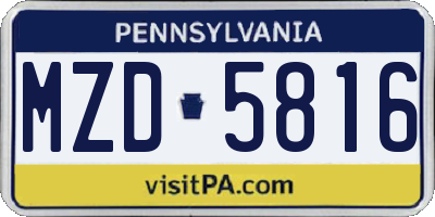 PA license plate MZD5816