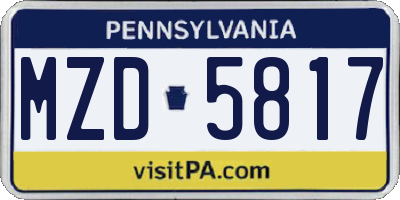 PA license plate MZD5817