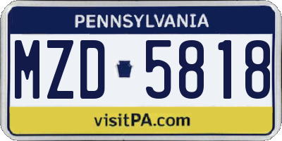 PA license plate MZD5818