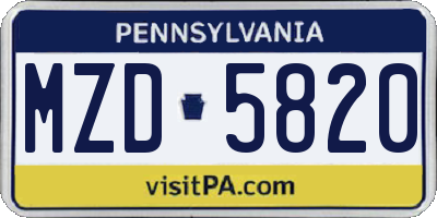 PA license plate MZD5820