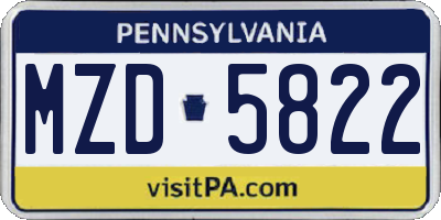 PA license plate MZD5822