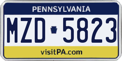 PA license plate MZD5823