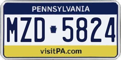PA license plate MZD5824