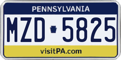 PA license plate MZD5825
