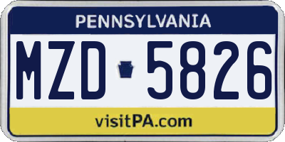 PA license plate MZD5826
