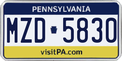 PA license plate MZD5830