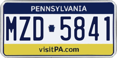 PA license plate MZD5841