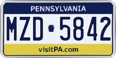 PA license plate MZD5842