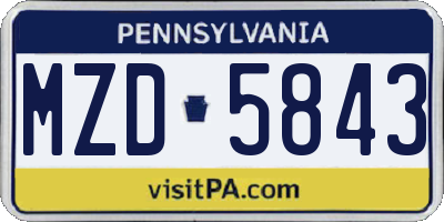 PA license plate MZD5843