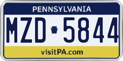 PA license plate MZD5844