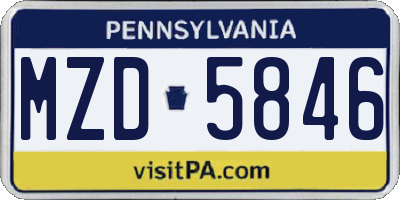 PA license plate MZD5846