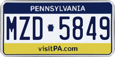 PA license plate MZD5849