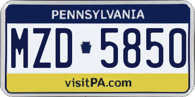 PA license plate MZD5850