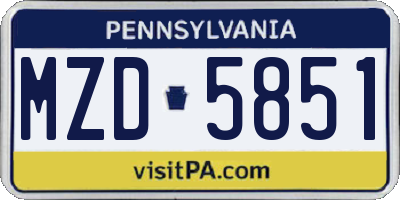 PA license plate MZD5851
