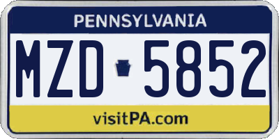 PA license plate MZD5852