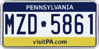 PA license plate MZD5861
